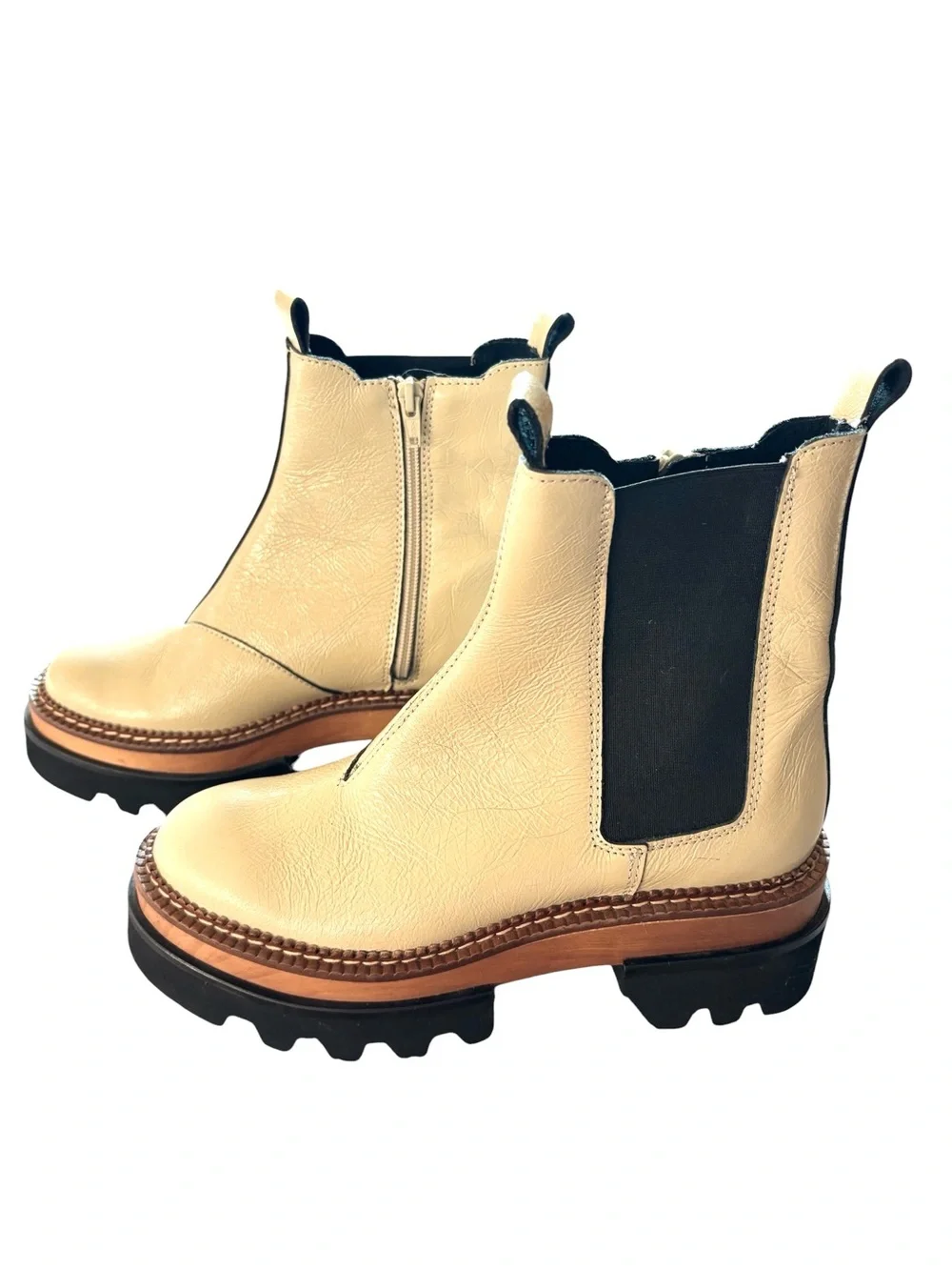 Free People Vance Chelsea Clog Boots Oatmeal Like New size 38